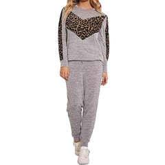 Animal Floral V Panel Tracksuit Grey/Brown Leopard