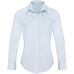 Womens Ladies Long Sleeves Poplin Plain Shirt Top Casual Office Work Wear Blouse