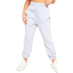 Womens Fleece Front Pockets Jogging Cuffed Joggers Bottoms Loungewear Pants