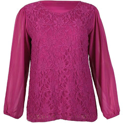 Womens Lace Pattern Fancy Chiffon Top Ladies Night Party Floral Lined Sheer Top UK 14-28