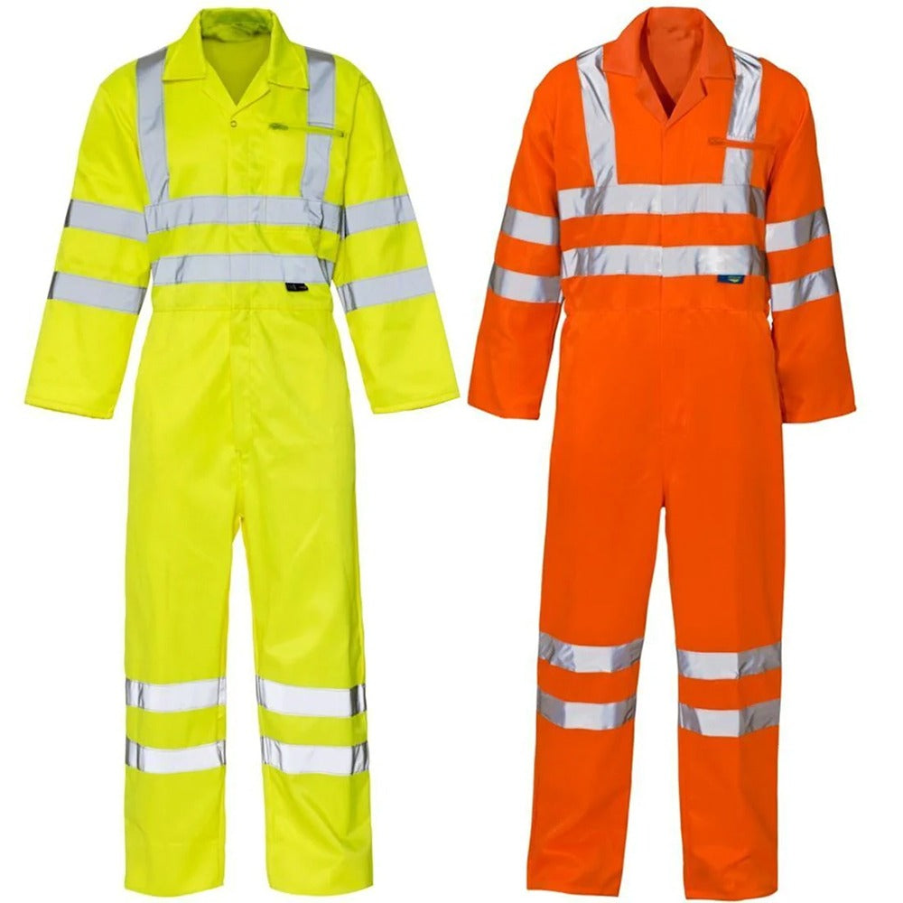 Mens High Visibility Polycotton Coverall Adults Outdoor Work Wear Overall Suit