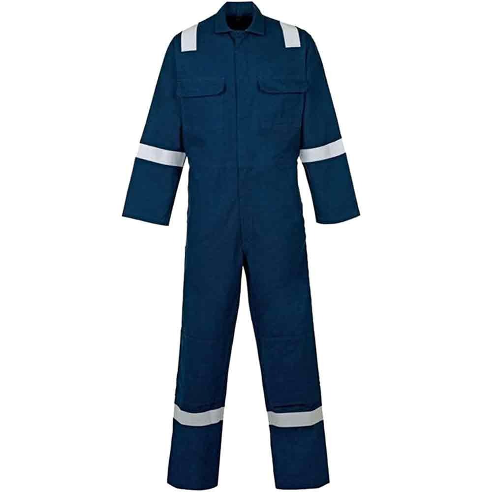 Cotton Coverall Overall Suit Mens Long Sleeve Hi Vis Navy