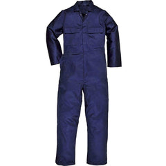 Mens Adults Euro Work Polycotton Coverall Overall Plain Front Pocket Boiler Suit Navy Blue