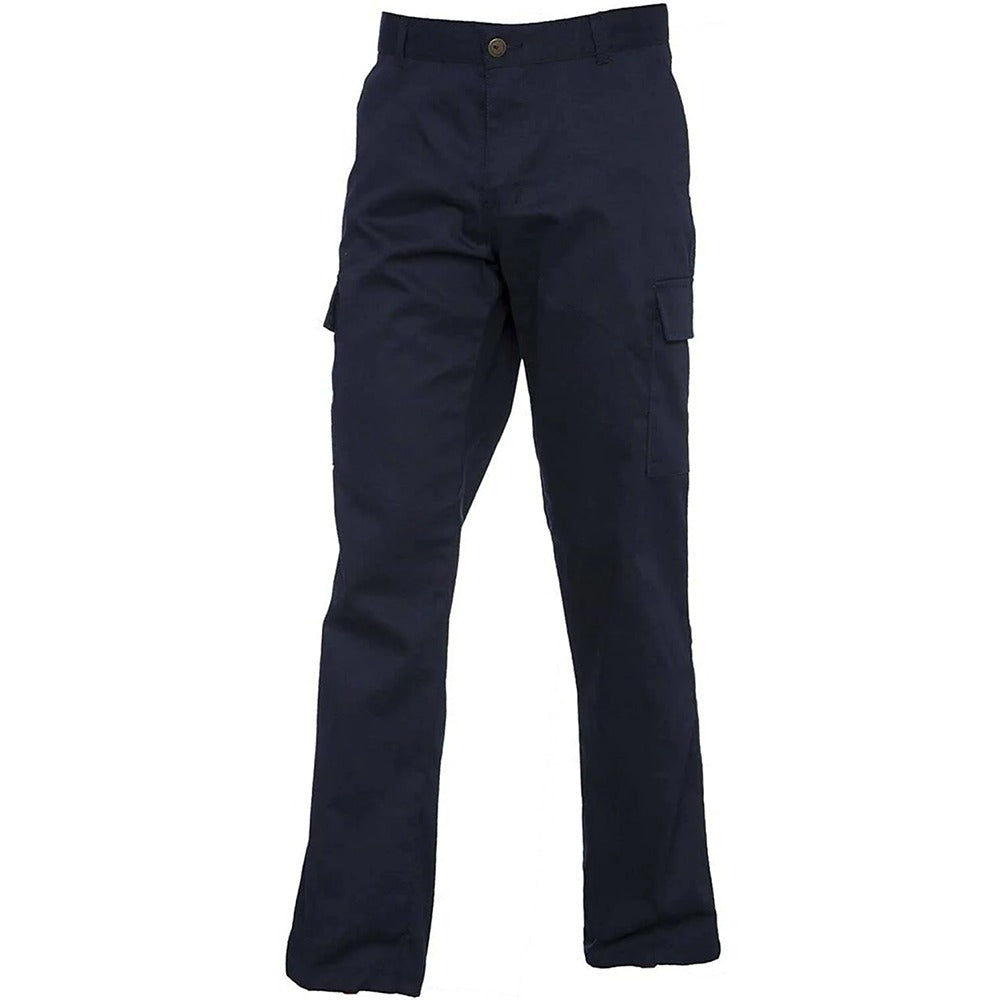 Womens Full Length Flat Front Cargo Trousers Ladies Pocketed Heavy Duty Combat Pants
