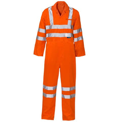 Mens High Visibility Polycotton Coverall Adults Outdoor Work Wear Overall Suit Orange