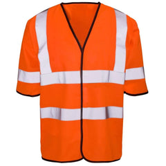 Adults Hi Vis Reflective Short Sleeve Vest Top Men Heavy Duty Working Wear Shirt Orange