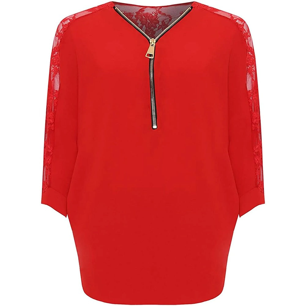Womens Batwing Sleeve Floral Lace Back Chiffon Shirt Ladies Plus Size Fancy Top UK 14-28