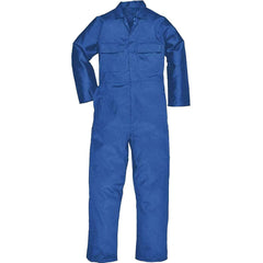 Mens Adults Euro Work Polycotton Coverall Overall Plain Front Pocket Boiler Suit Royal Blue