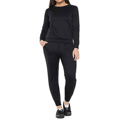 Womens Ladies Round Neck Long Sleeve Suit Running Wear Co Ord Plain Tracksuit