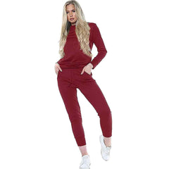 Womens Plain Long Sleeve 2 Piece Loungewear Boxy Tracksuit Ladies Top and Jogger Set Size S/M-XXL