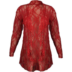 Womens Long Sleeve Floral Lace Waterfall Cardigan Top Ladies Fancy Party Wear Open Front Cardigan