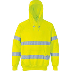 Hi Vis Visibility Pull Over Fleece Hooded Sweatshirt Yellow