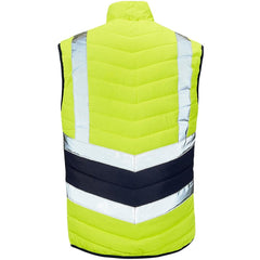 Mens High Visibility 2 Tone Contrast Puffer Bodywarmer Adults Breathable Full Zip Winter Gilets Yellow
