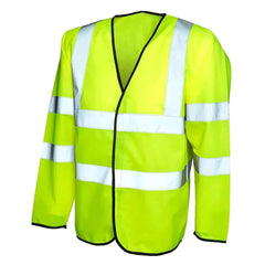 Adults Long Sleeve High Visibility Work Wear Waistcoat Hi Vis V Neck Stripe Vest Top