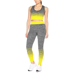 Ladies Sports Wear Racer Back Vest Top and Leggings Gym Wear Tracksuits Neon Yellow